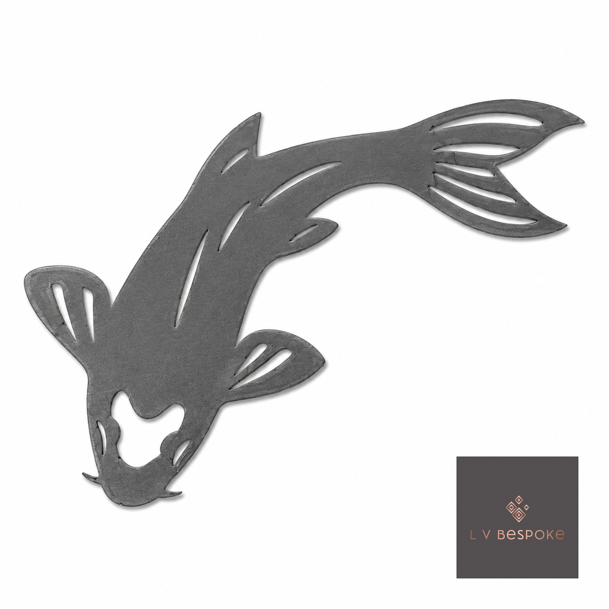 Cut steel koi carp silhouette topper