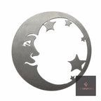 Cut steel moon face with stars topper