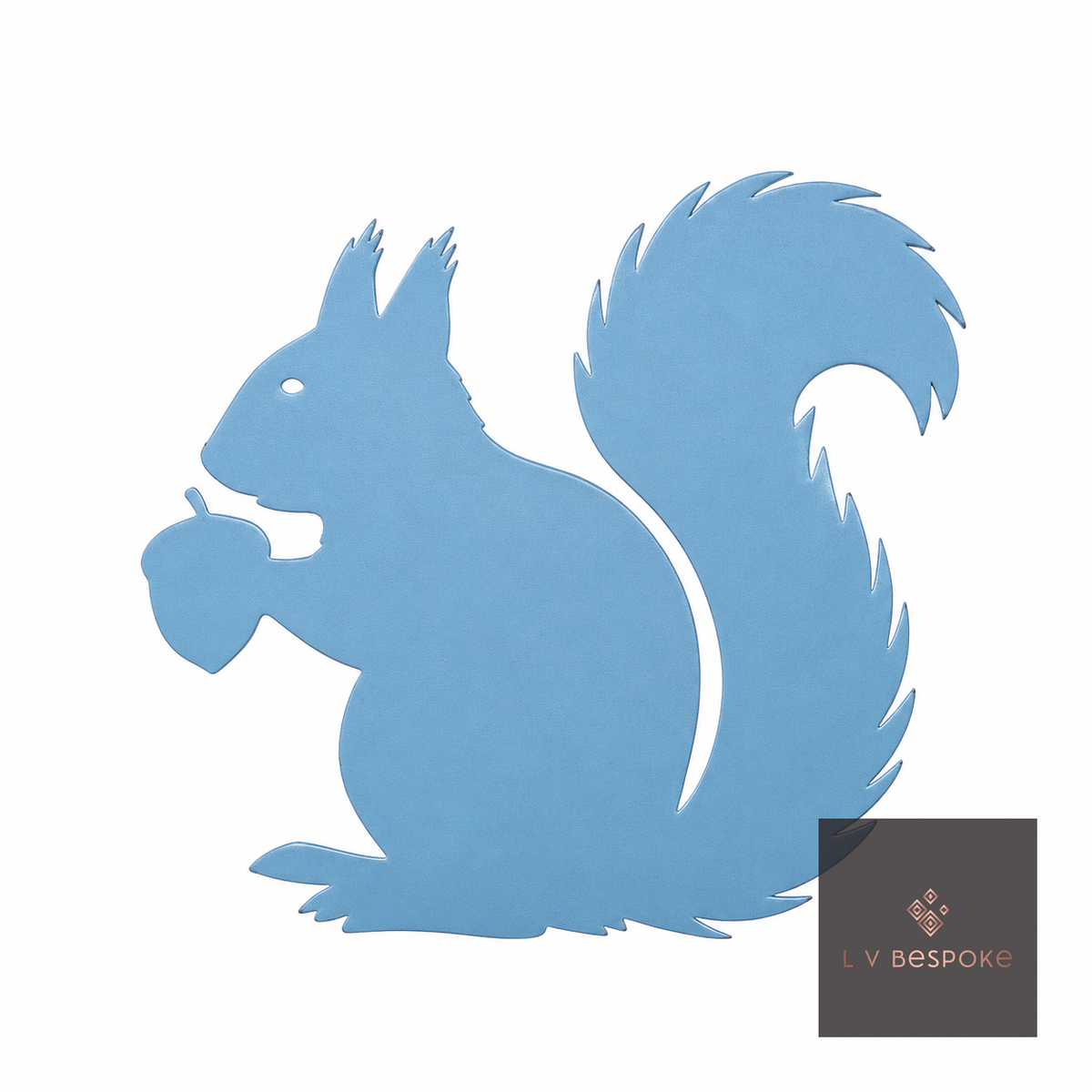 Cut steel squirrel holding a nut silhouette topper