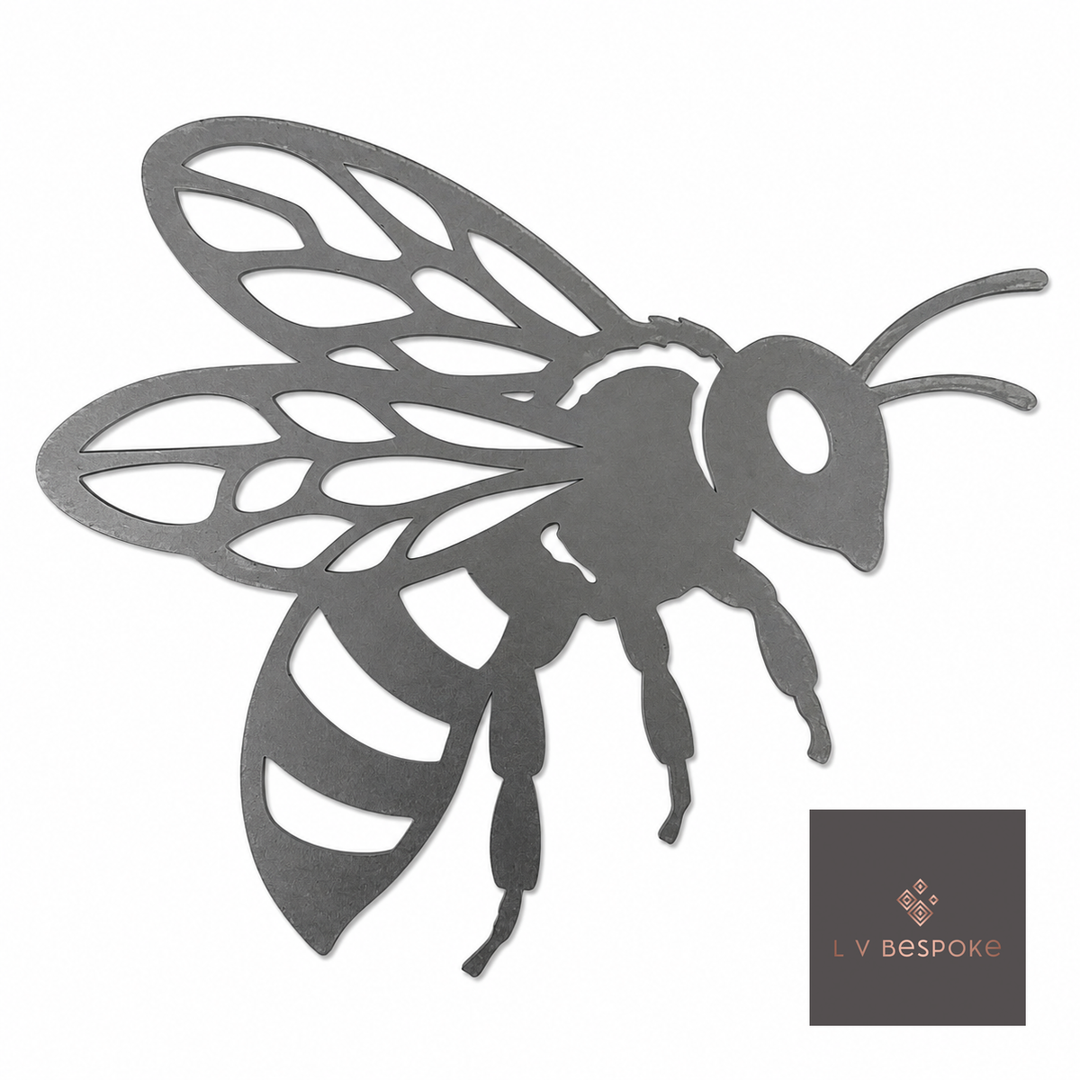 Bumblebee silhouette in cut raw steel