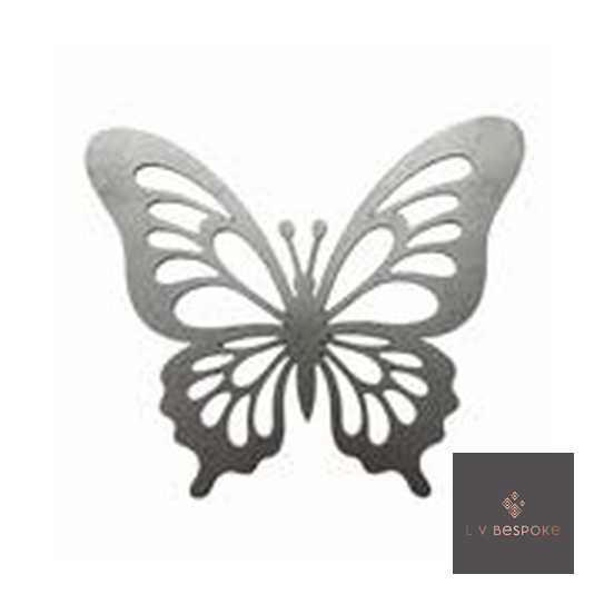 Lacy butterfly silhouette in cut raw steel