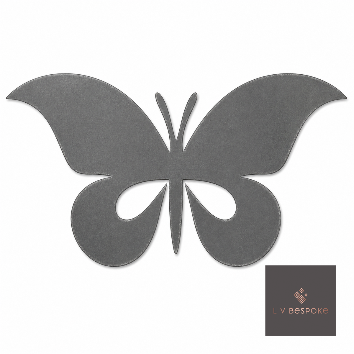 Plain butterfly silhouette in cut raw steel