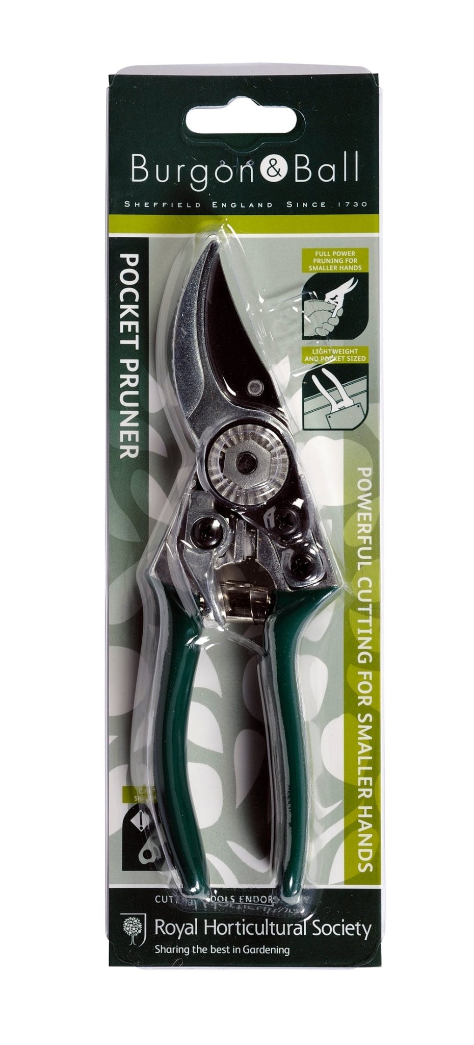 Burgon & Ball RHS Pocket Pruner – Racing Green Handles