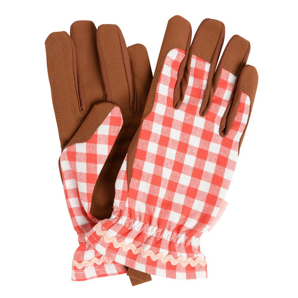 Burgon & Ball Collection Gardening Gloves – Red Check (One Size)