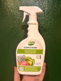 Ecoworm Potassium Soap – hand holding the Clean & Guard spray bottle, front label