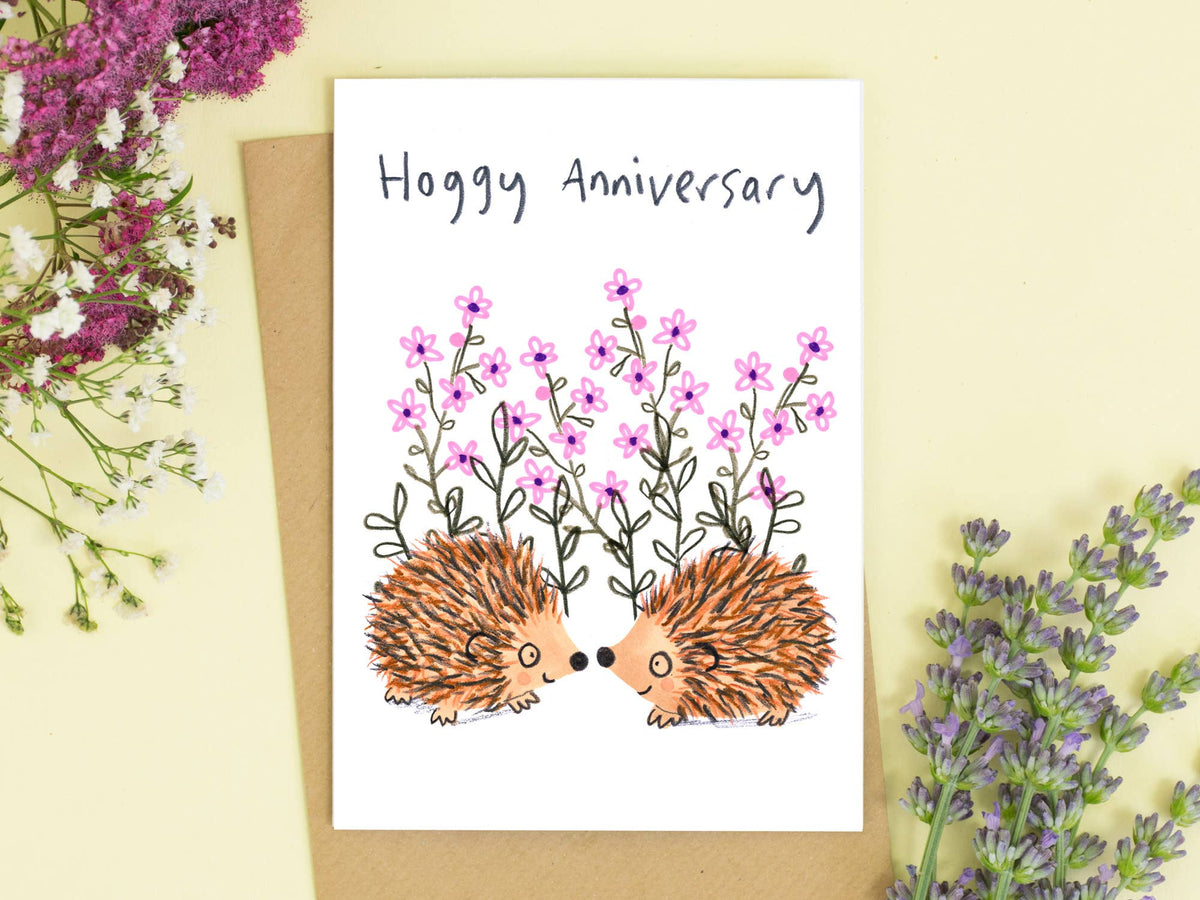 Hedgehog Card Hoggy Anniversary