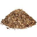 A pile of Dandy's Topsoil & Landscape Supplies Hardwood Path Chips in assorted sizes and shapes, ideal as a chicken run base, shown on a white background.