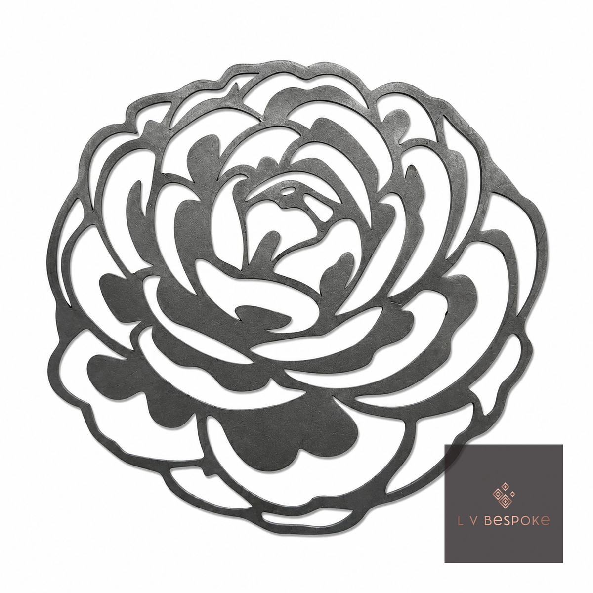 Short floral metal garden stake – dahlia design 2 with ruffled cut-metal petals