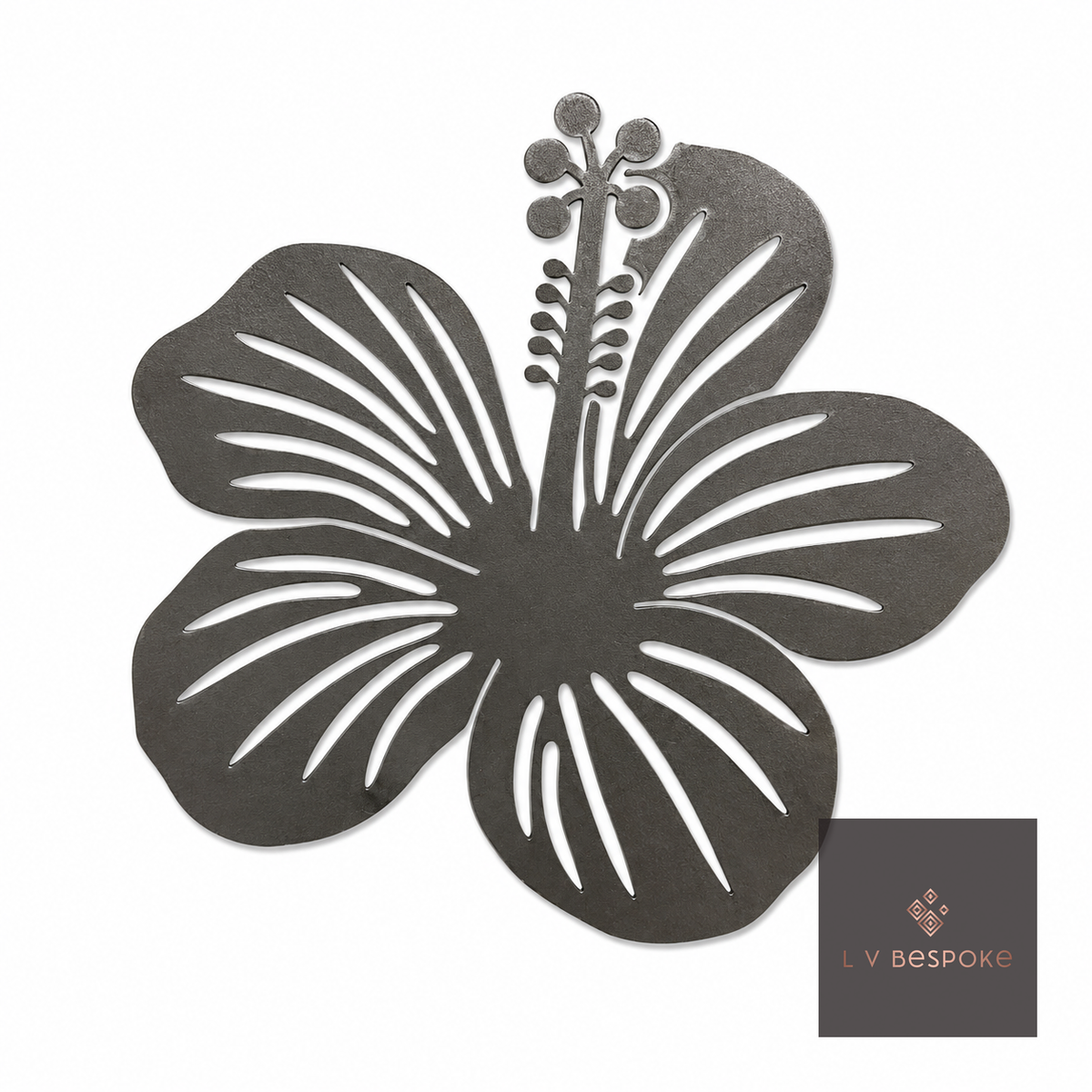 Short floral metal garden stake – hibiscus flower design