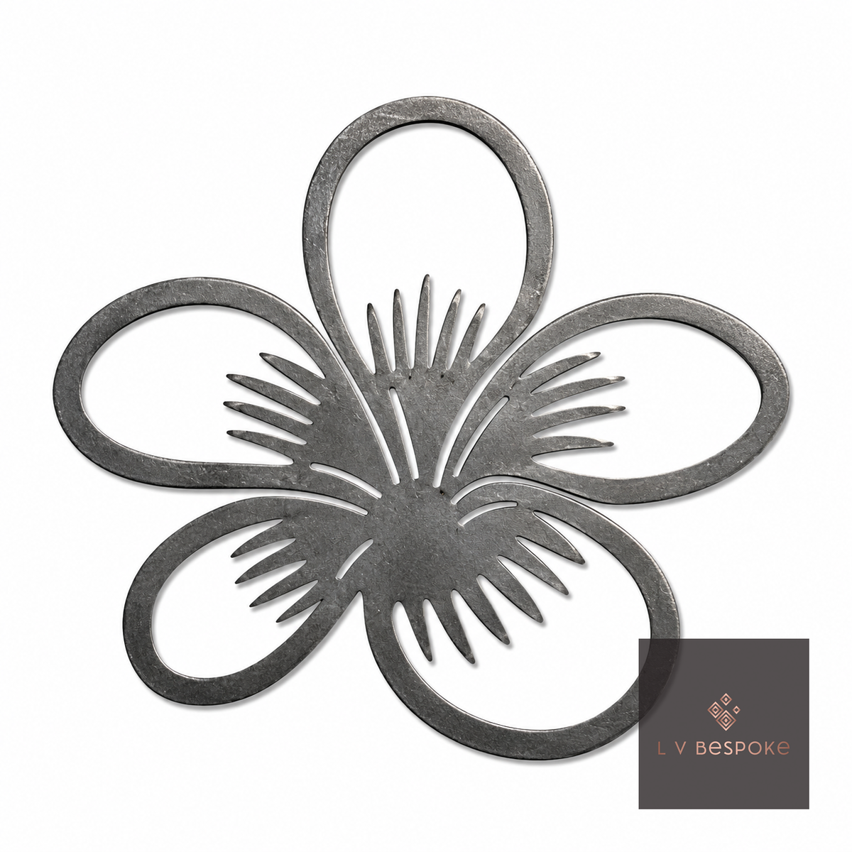 Short floral metal garden stake – pansy design in outline