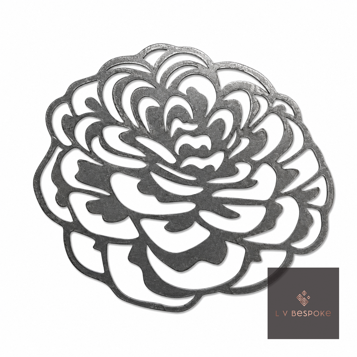 Tall floral metal garden stake – dahlia design 1 with layered cut-metal petals