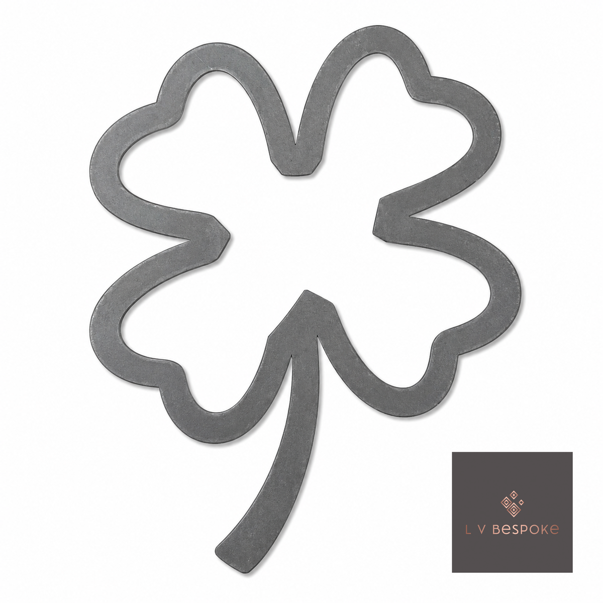 Tall floral metal garden stake – four-leaf clover outline design