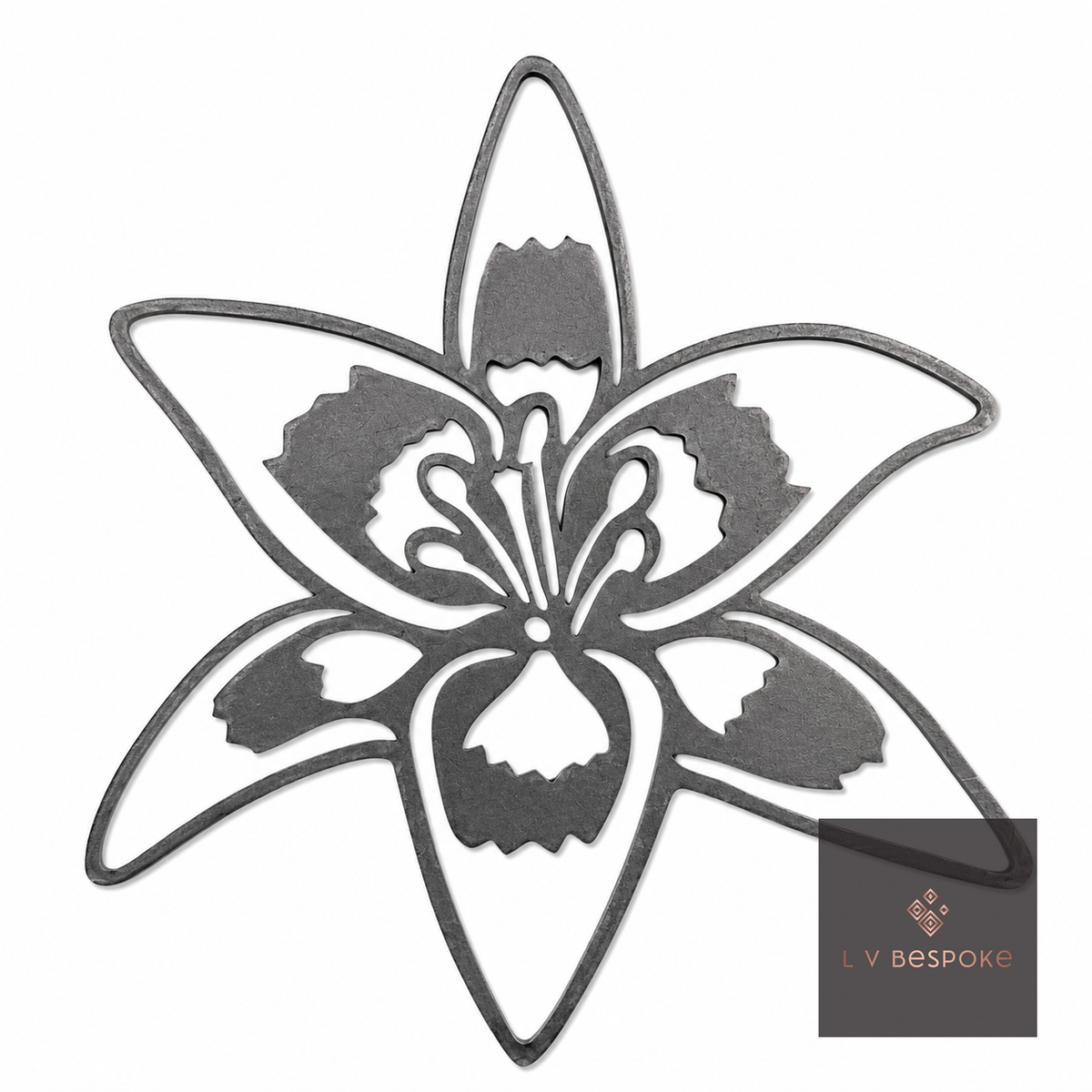 Tall floral metal garden stake – lily design 1 with outline petals
