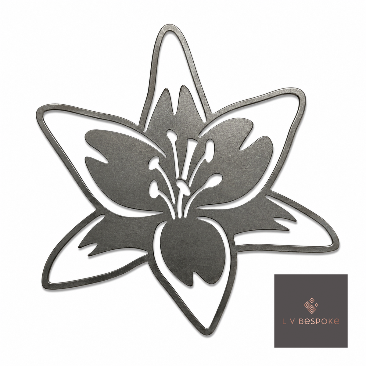 Tall floral metal garden stake – lily design 2 with solid petals