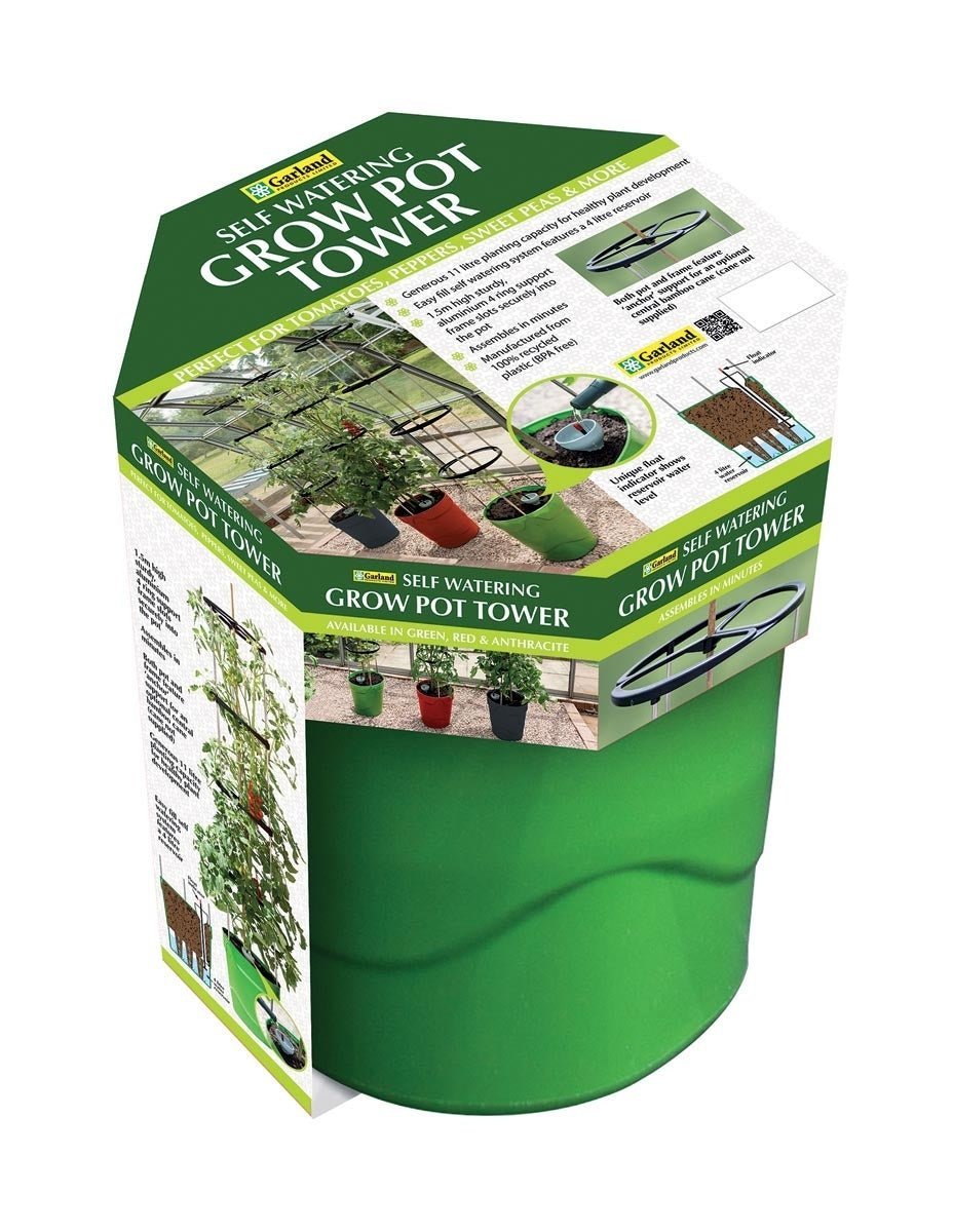 Self-Watering Grow Pot Tower – Vertical Garden System in Green
