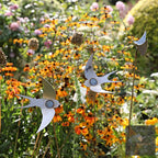 Swaying Garden Stakes – swallows among orange rudbeckias